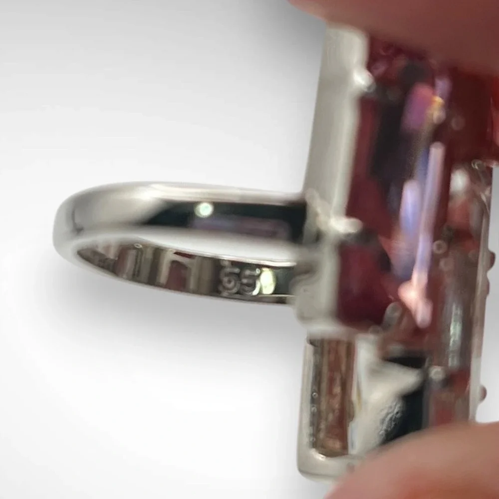 New Atelier Swarovski Nile Pink Crystal Geometric Statement Ring Sz 55 US 7 NIB